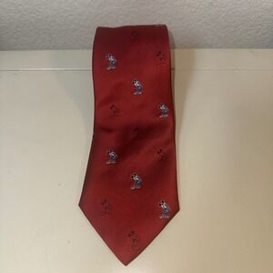 Vintage Balancine Disney Mickey Mouse Red Ribbed Polyester Necktie Made in USA